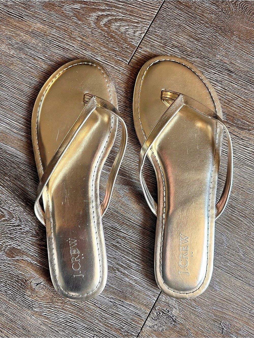J.CREW Metallic Gold Thong Sandals Size 8